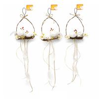 Dietroporta Con Chioccia Con Pulcino Con Rametti H.15X10Cm.