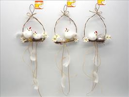 Dietroporta Con Chioccia Con Pulcino Con Rametti H.15X10Cm.