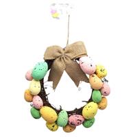 Corona Con Uova Colorate+Fiocco Juta Diam. 25Cm.