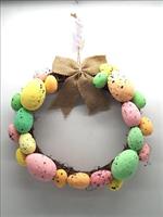 Corona Con Uova Colorate+Fiocco Juta Diam. 25Cm.