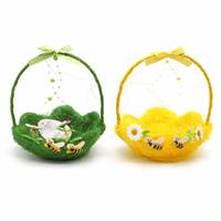 Cestino Impagliato Fiore Con Manico  H.7/20X15Cm.