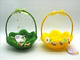 Cestino Impagliato Fiore Con Manico  H.7/20X15Cm.