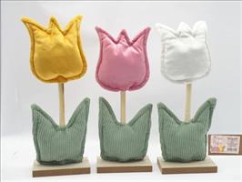 Tulipano Velluto H.28X9X5Cm. Con Base Legno
