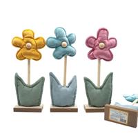 Fiore Velluto H.27X12.5X5Cm. Con Base Legno
