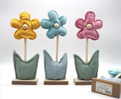 Fiore Velluto H.27X12.5X5Cm. Con Base Legno