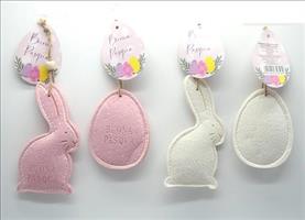 Decorazione In Panno Uovo/Coniglio Da Appendere H:10.5/14Cm