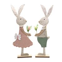 Coniglio Panno H37Cm Con Base Legno