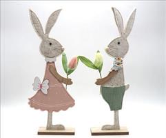 Coniglio Panno H37Cm Con Base Legno