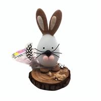 Coniglietto Uovo Con Base Legno H.11.5X7Cm.