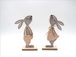 Coniglio Panno H19Cm Con Base Legno