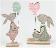 Coniglio Panno Con Base Legno - H31Cm