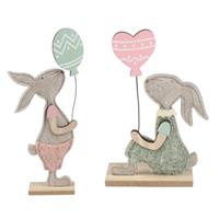 Coniglio Panno Con Base Legno - H24Cm