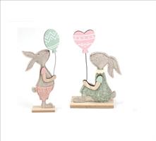 Coniglio Panno Con Base Legno - H24Cm