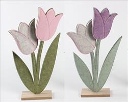 Fiore Panno Con Base Legno - H27X18Cm