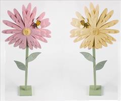 Fiore Panno H.49X18X7Cm. Con Base Legno 2 Colori