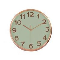 Orologio Da Muro D.40.8Cm. Con Numeri A Rilievo Rame - Fondo Verde