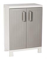 Armadio in Resina Basso Wood Midi C/2 Ripian Interno/Esterno Tortora New