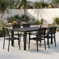 Tavolo Allungabile Hilde 160-240X90+6 Sedie C-Br Hilde Antracite Bizzott