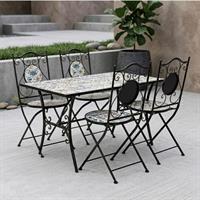 Tavolo Mykonos Rettangolare 120X80+4Sedia Pieghevole Mykonos Bizzotto