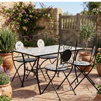 Tavolo Mykonos Rettangolare 120X80+4Sedia Pieghevole Mykonos Bizzotto